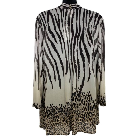 Chicos Travelers Collection Zebra Print Open Front Kimono Cardigan Jacket Size M - Picture 4 of 8